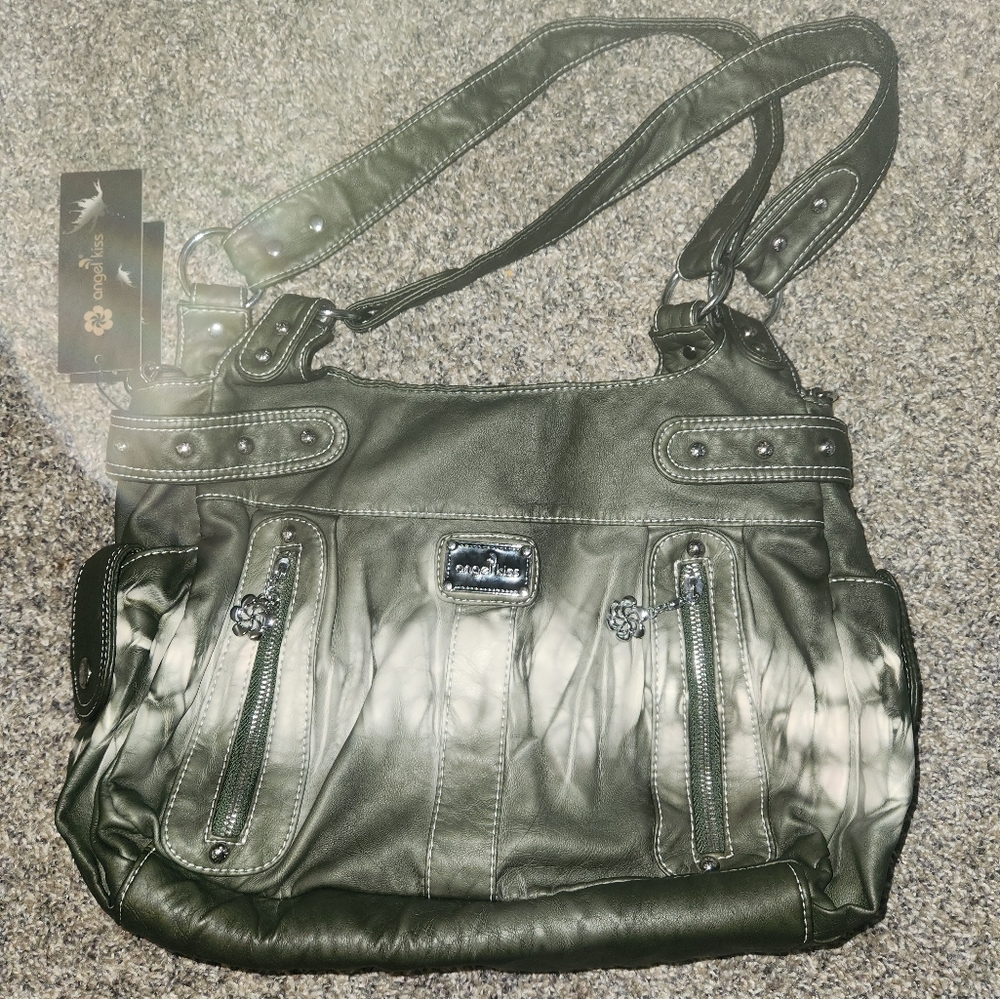 Angel Kiss large grey/green shoulder bag